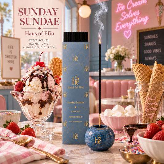 Sunday Sundae- Vanilla Waffle Cone Hand-Dipped Charcoal Incense Sticks, 30 Sticks