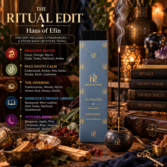 The Ritual Edit – Premium Earthy & Woody Hand-Dipped Charcoal Incense Collection, 30 Sticks