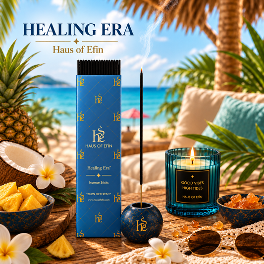 Healing Era – Citrus Cashmere Hinoki Hand-Dipped Charcoal Incense Sticks, 30 Sticks