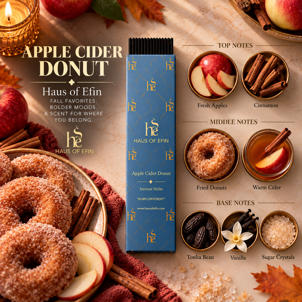 Apple Cider Donut – Cinnamon Apple Vanilla Hand-Dipped Charcoal Incense Sticks, 30 Sticks