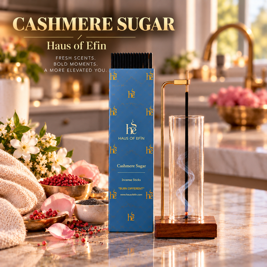 Cashmere Sugar – Jasmine Rose Cashmere Musk Hand-Dipped Charcoal Incense Sticks, 30 Sticks