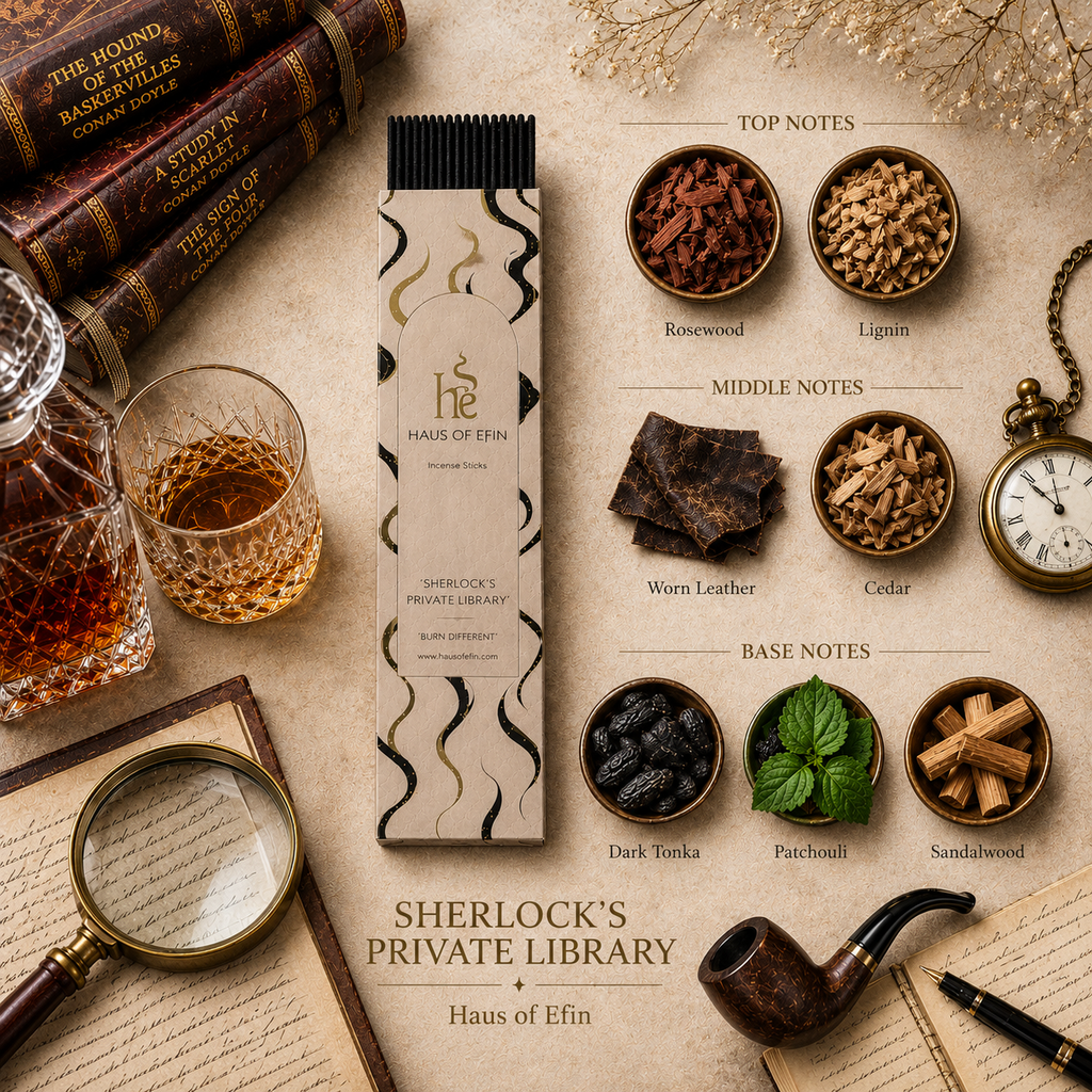 Sherlock's Private Library – Leather Rosewood Sandalwood Incense Sticks