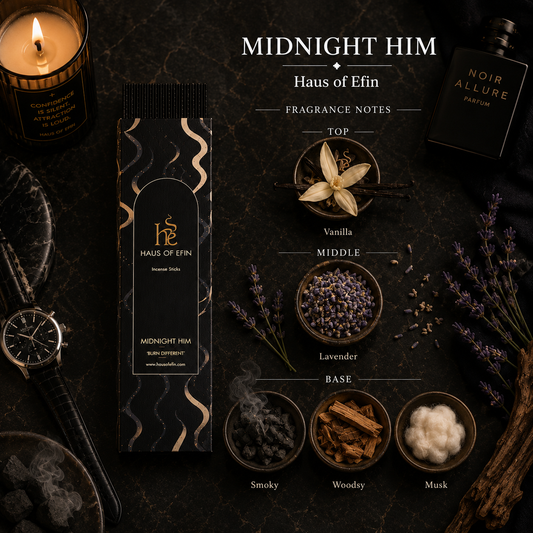 Midnight Him- Vanilla Lavender Smoky Woodsy Musk Incense Sticks