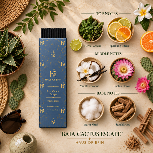 Baja Cactus Escape Hand-Dipped Charcoal Incense Sticks, 30 Sticks