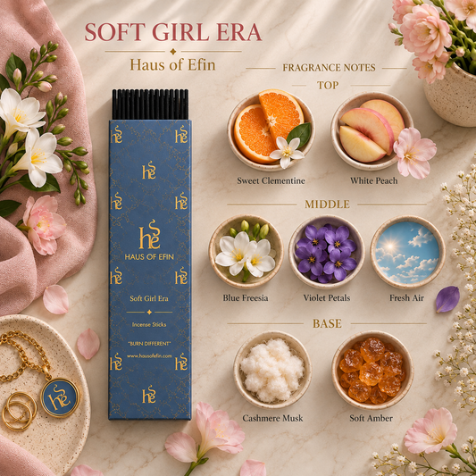 Soft Girl Era – Clementine Peach Floral Hand-Dipped Charcoal Incense Sticks, 30 Sticks