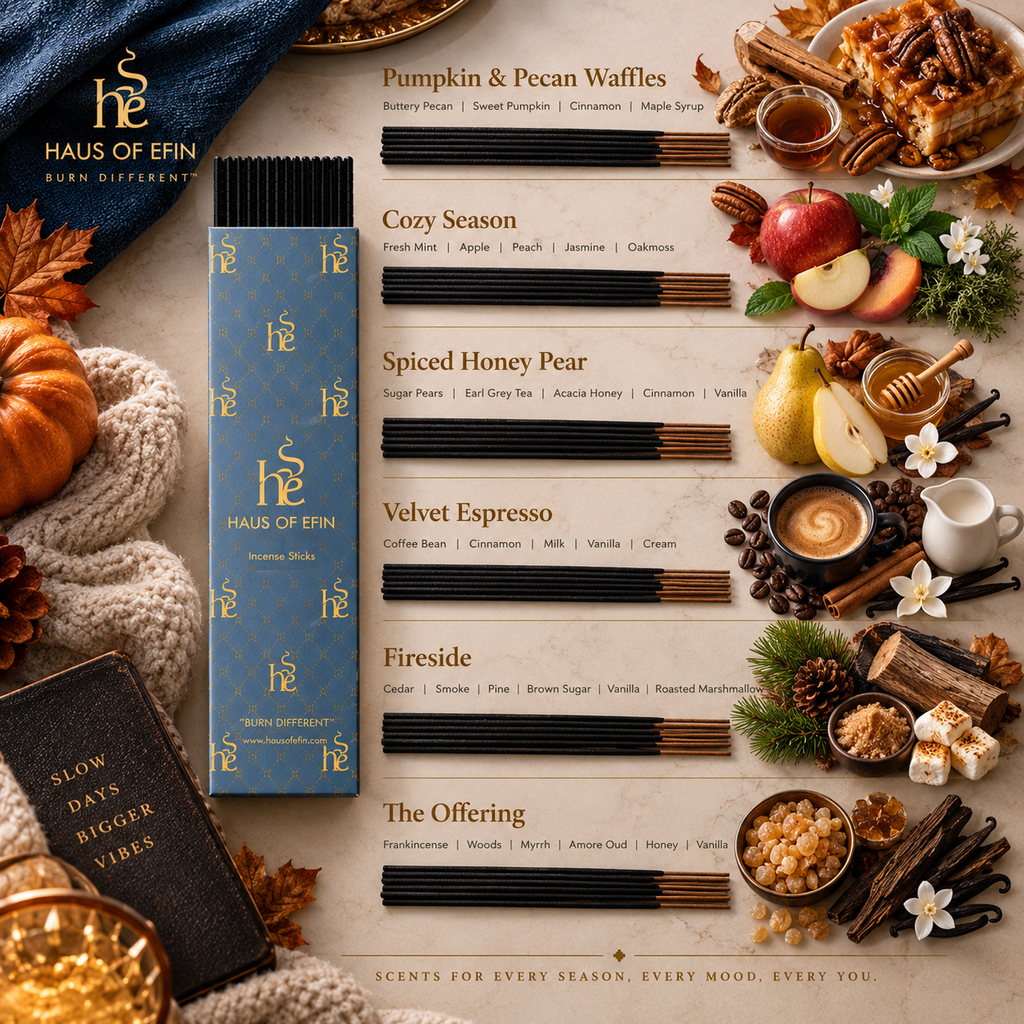 The Fall Edit – Premium Autumn Hand-Dipped Charcoal Incense Collection, 30 Sticks