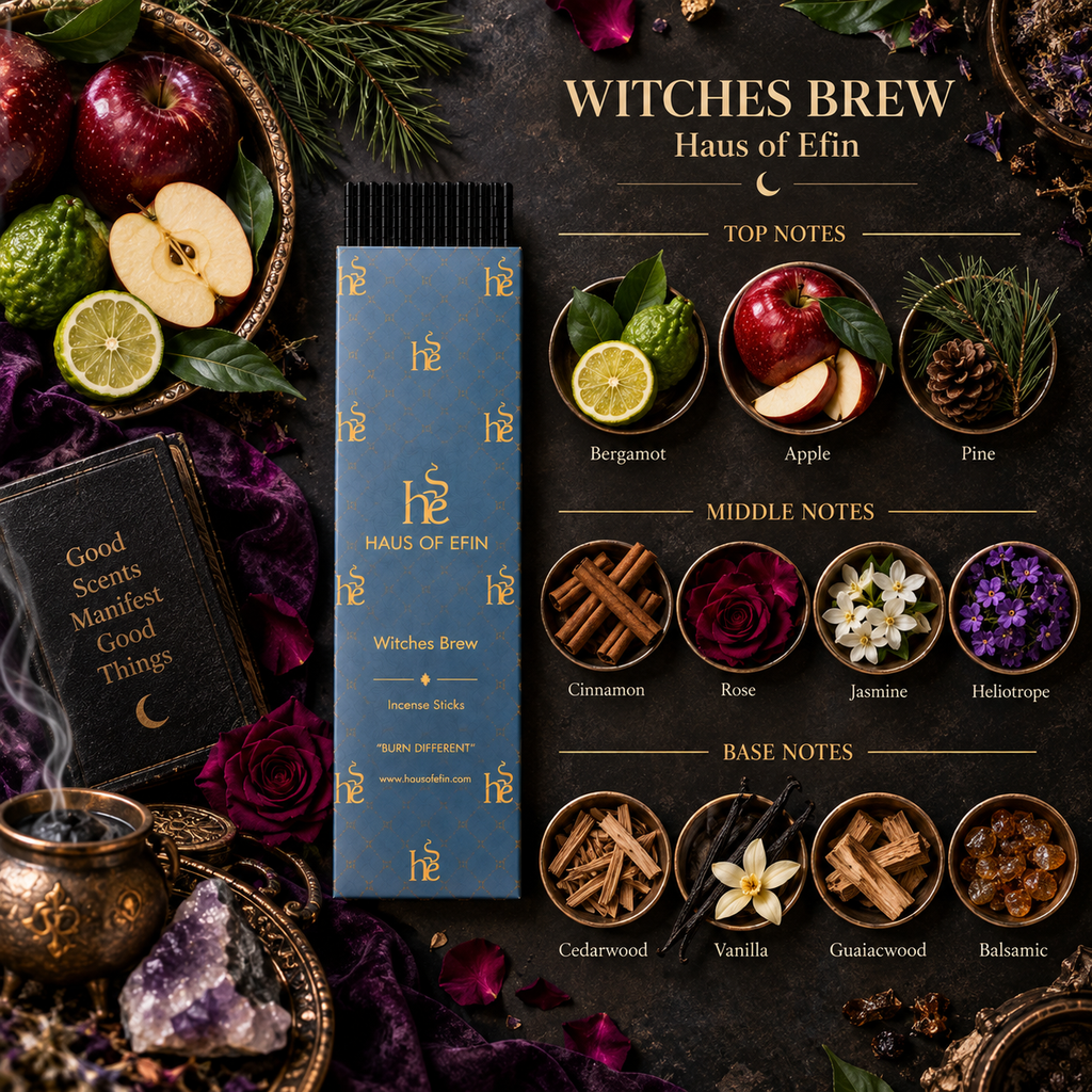 Witches Brew – Patchouli Cinnamon Hand-Dipped Charcoal Incense Sticks, 30 Sticks