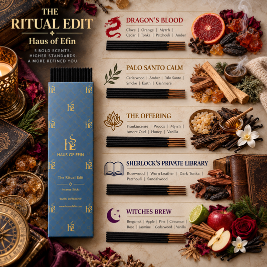 The Ritual Edit – Premium Earthy & Woody Hand-Dipped Charcoal Incense Collection, 30 Sticks
