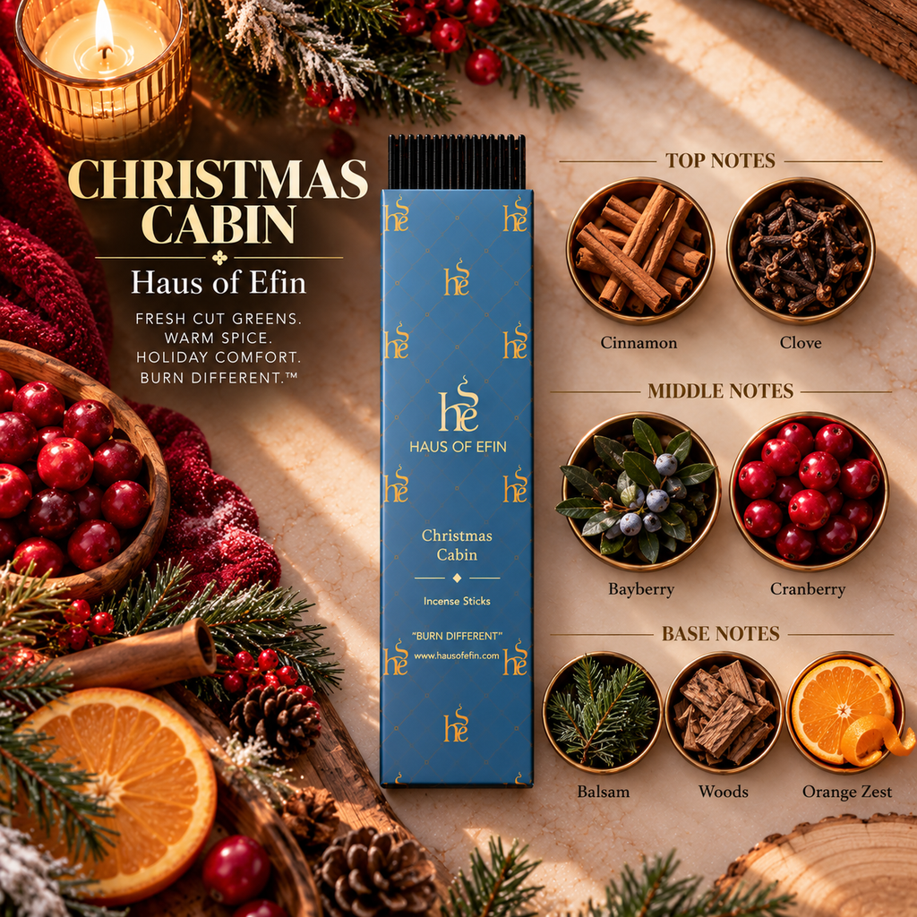 Christmas Cabin – Cinnamon Bayberry Balsam Hand-Dipped Charcoal Incense Sticks, 30 Sticks