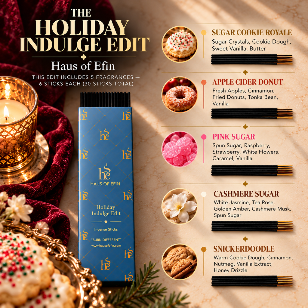 The Holiday Indulge Edit – Hand-Dipped Charcoal Incense Collection, 30 Sticks