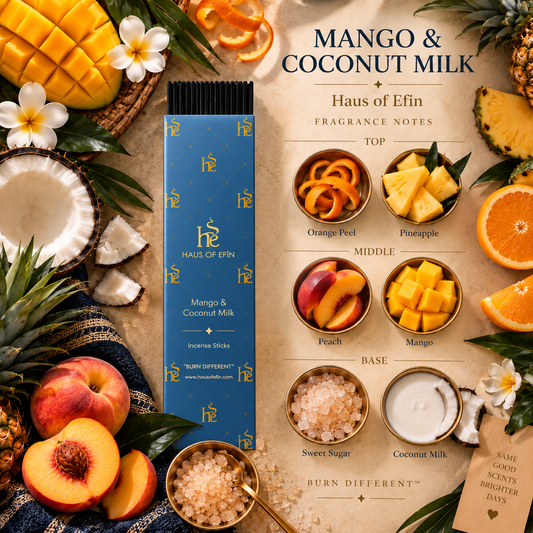Mango and Coconut Milk -Mango Pineapple Orange Hand-Dipped Charcoal Incense Sticks, 30 Sticks