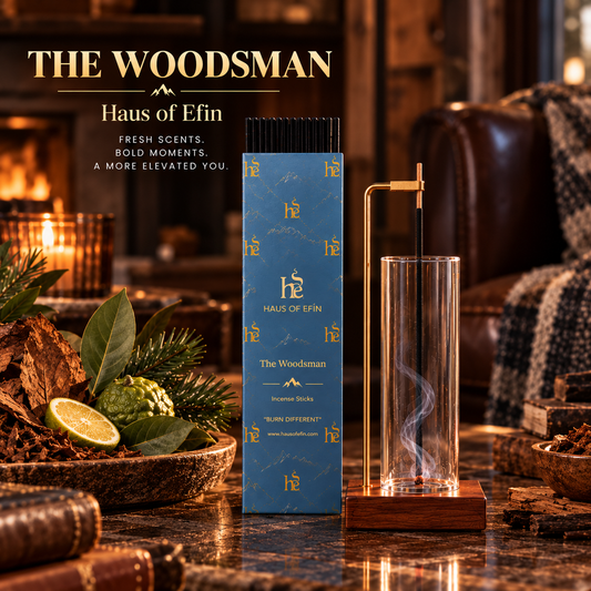 The Woodsman – Tobacco Bay Leaf Cedarwood Hand-Dipped Charcoal Incense Sticks, 30 Sticks